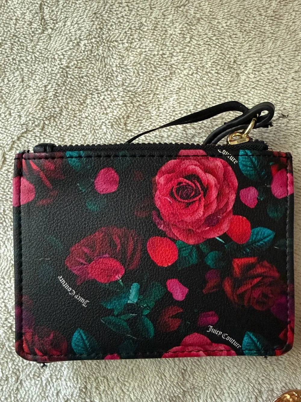 Juicy couture rose floral compact wallet NWT